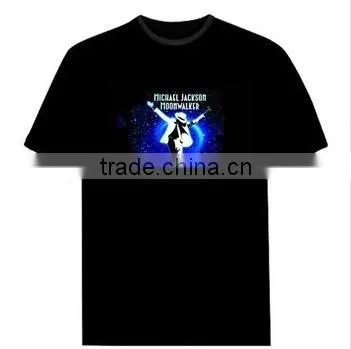 Wholesale Sound Activated Flashing Light EL T Shirt/light T-shirt