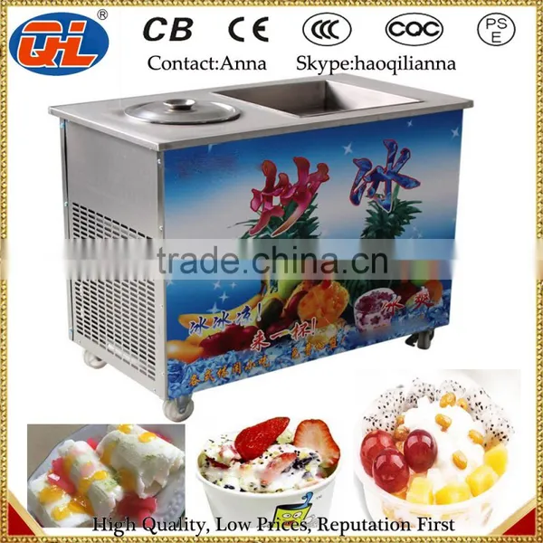2015 Flat Pan Frozen Yogurt Real Fruits Stir Ice Cream Rolls Machine photo-3