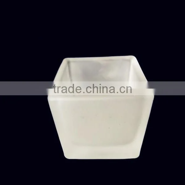 Mini Square Shaped Frosted Glass Candle Wax Jar /candle Holder photo-4