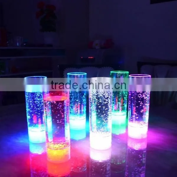 China Made Led Flashing Colorful Plastic Long Drinking Glass photo-2