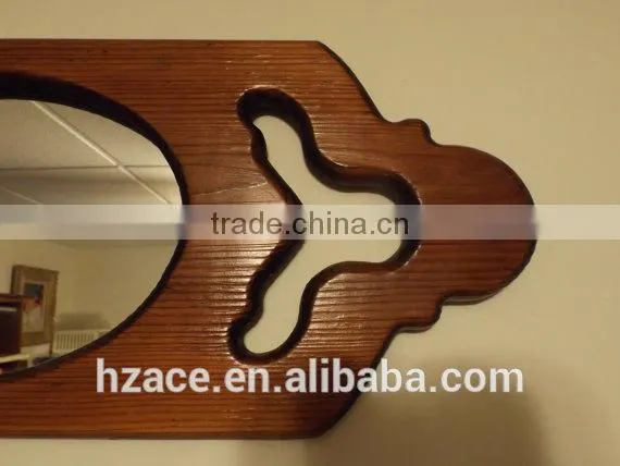 Antique Wall Mirror in Hand Curved Wooden Frame photo-3
