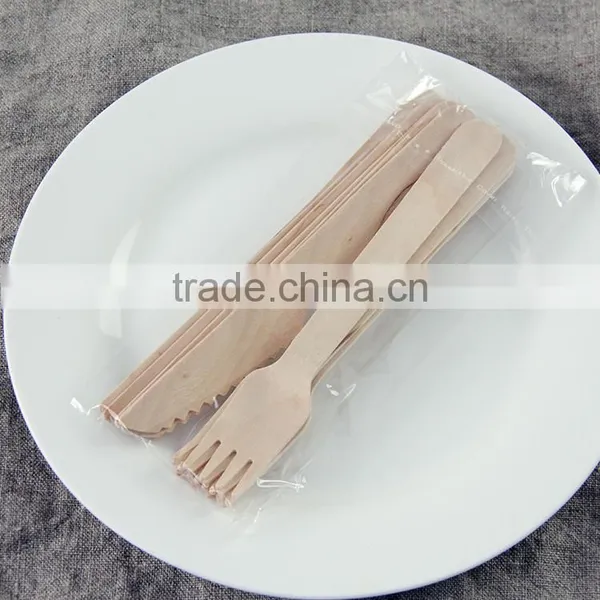 Cheap Food- Grade Biodegradable Birch Wood Cutlery Disposable Wood Spoon Knife and Fork photo-2