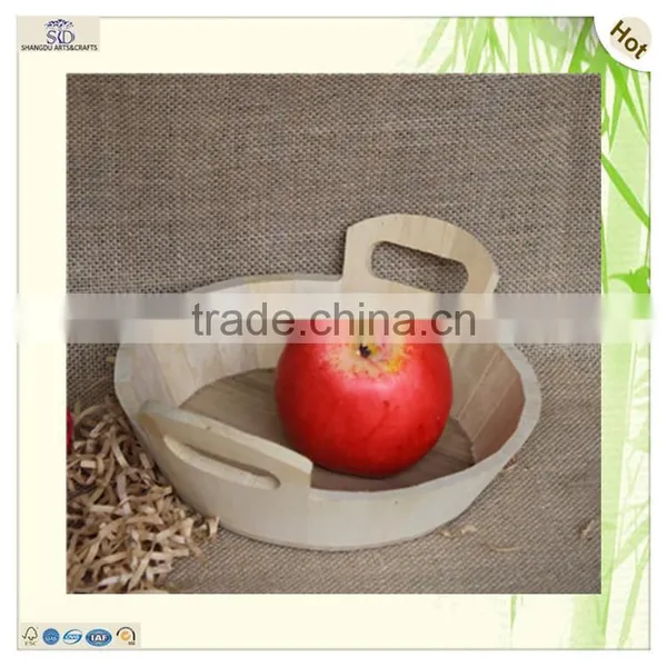 Customized Handmade Handle Round Wood Organizer Tray photo-4