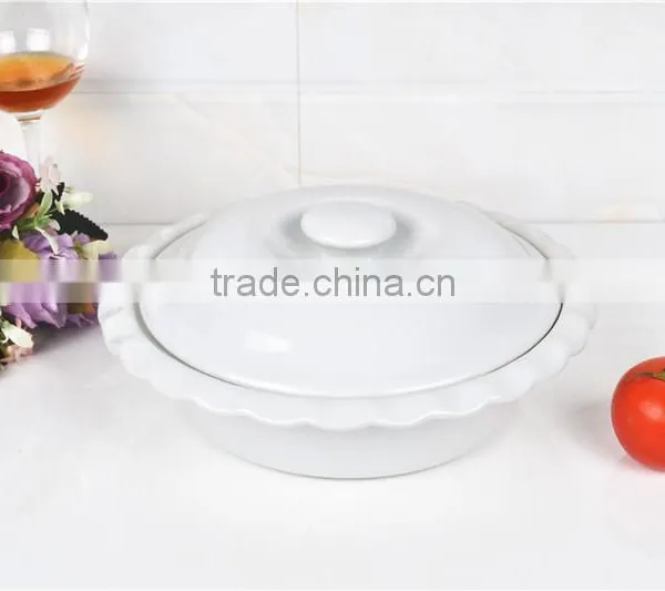 Ceramic White Porcelain Round Baking Dish photo-5