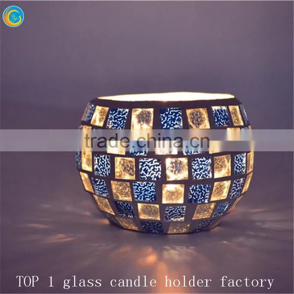 Glass Mosaic Antique Candlestick Holders photo-6