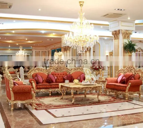 Luxuious Antique Solid Wood Italian Rococo Elegant Gold Color European Style French King Size Bedroom photo-3