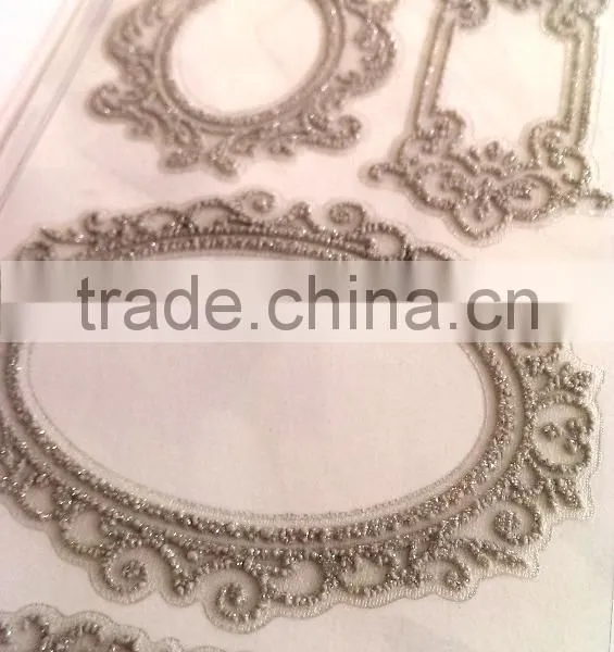 Self-Adhesive Classic Glitter Lace Foam Sticker, Elegant Decorative Shinny Glitter Sticker photo-5