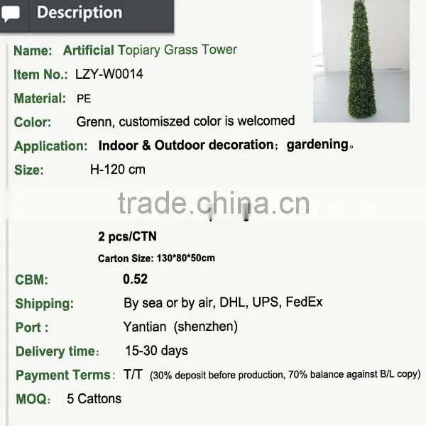 Hot Sell Plastic Milan Grass Tower for Garden Decoration Topiary Grass for Showcase Decoration photo-3