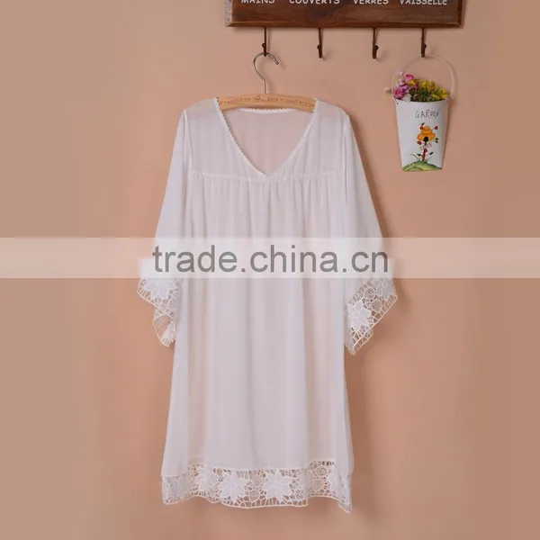 New Women Bathing Suit Sexy Chiffon Lace Crochet Bikini Swimwear Cover Up Beach Dress photo-4