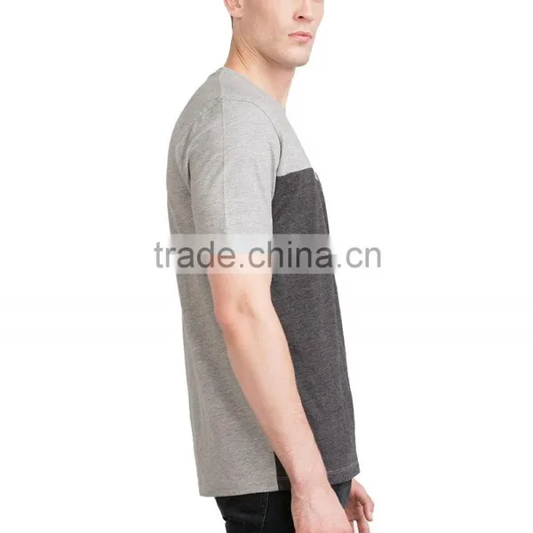 Mens t Shirt Wholesale Custom t Shirt With Contrast Color Plain Color Grey t Shirt With One Pocket photo-4