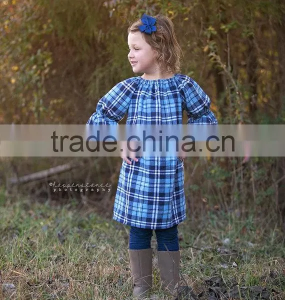 Hot Selling Children Clothes Frock Design Plaid 100% Cotton Fancy Kids Summer Dress photo-4
