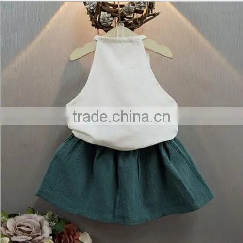 2107 New Design Kids Clothes Two Pieces Vintage Linen Girl Boutique Clothing Fashion Brand Baby Clothing Set photo-2