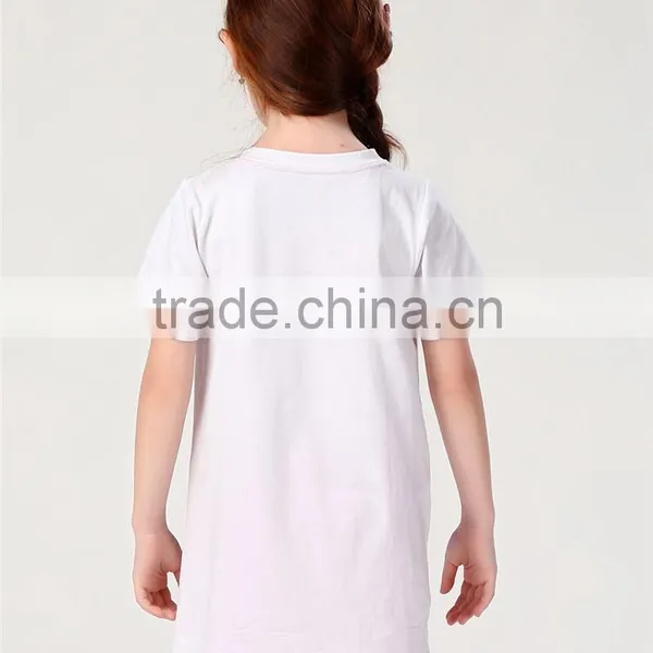 Hot Sale Long Style Girls White Print Letters Short Sleeve T-shirt With 100% Cotton Fabric photo-2