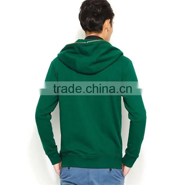 Men Stylish Green Zip up Hoodie Wholesale Blank Pullover Hoodies photo-2