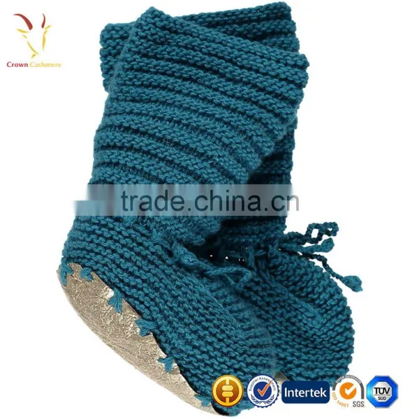 Booties Gold Folded Front Hand Knit Wool Cashmere Booties photo-4