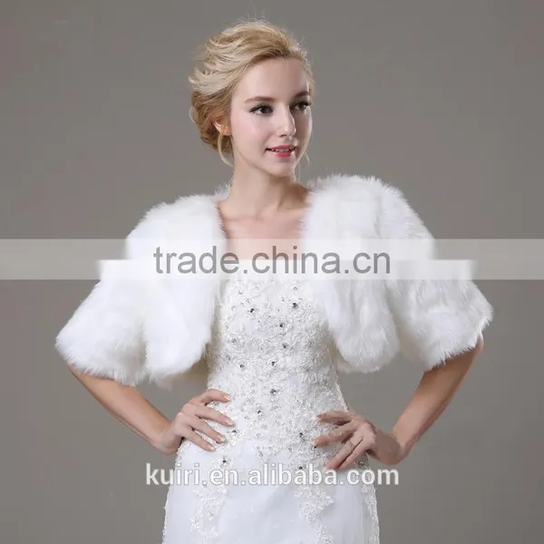 Pure Colour Wedding Shawl White Faux Fur Shawl Leather Grass Dress Bridesmaid Dress Cape Fur Waistcoat photo-2