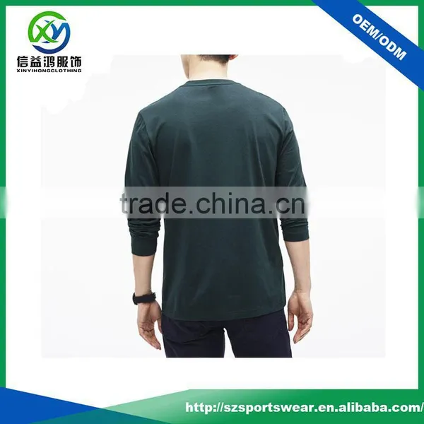 Fashion Design High Quality Long Sleeve V-neck 95 Cotton /5 Elastane T-shirt for Men photo-2