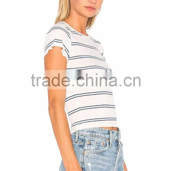 2018 Guangzhou Shandao Factory New Design Summer Casual 160g 100% Cotton Short Sleeve O-Neck Wholesale Striped T-Shirt photo-2
