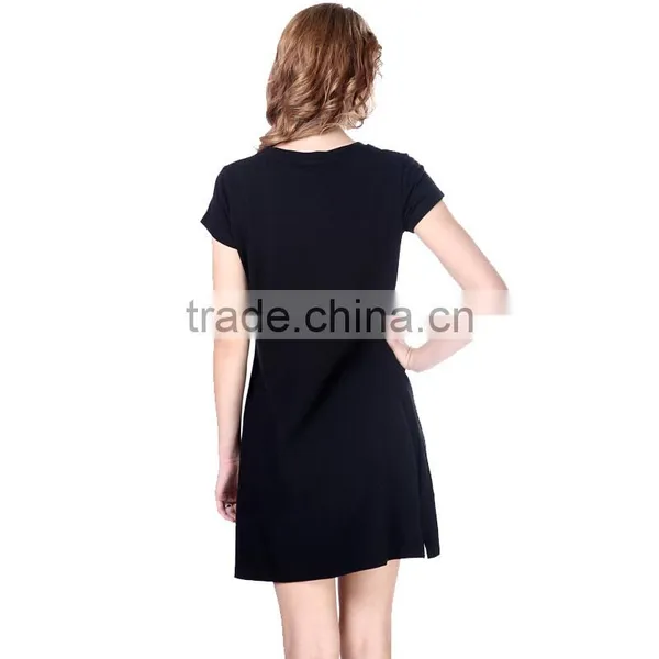 Women's Rhinestone Embroider O-neck Long T-shirts photo-6