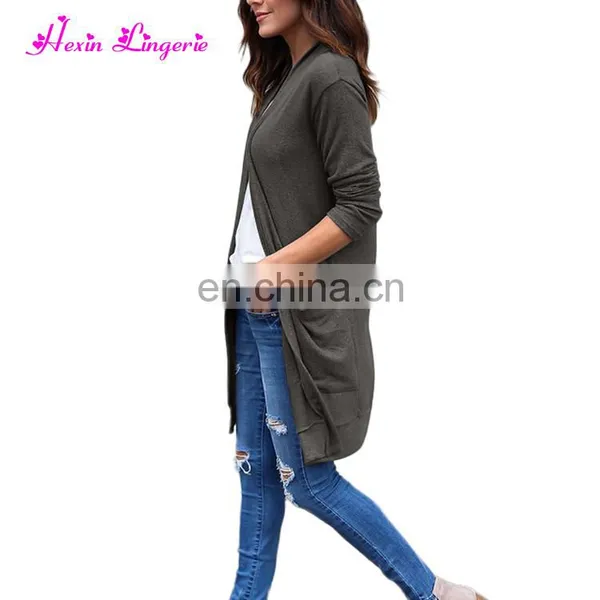 China Manufacturer Gray Blue Red Autumn Winter Long Sweater Cardigan for Women photo-5