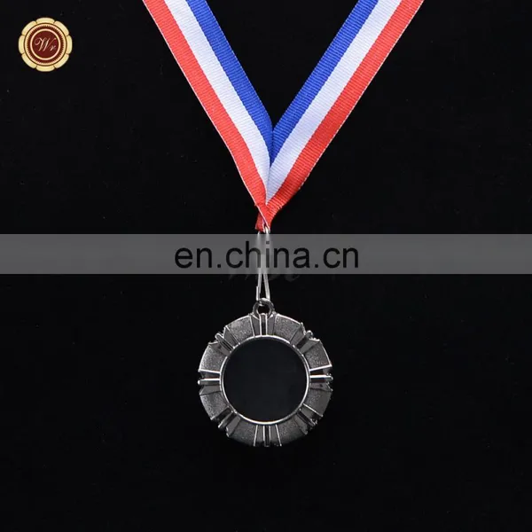 WR China Wholesale Custom 3D Metal Medal Customized Your Own Medal Silver Blank Medal With Ribbon photo-3