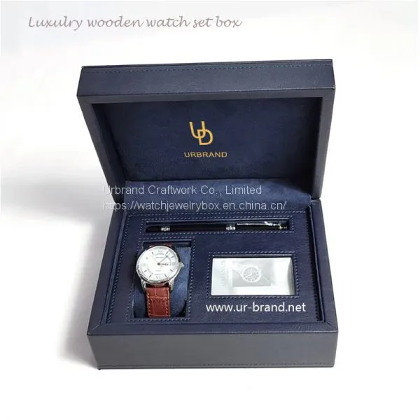 Urbrand Wholesale Custom Logo Luxury Wood Watch Set Box By PU Leather Packaging photo-2
