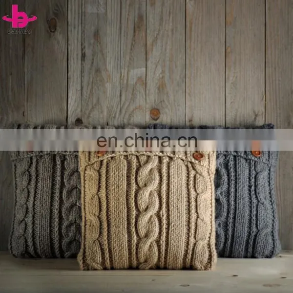 Wholesale Plain Dyed Eco-Friendly 100% Cotton/Acrylic Decorative Chunky Knit Throw Pillow/Cushion Cover photo-6