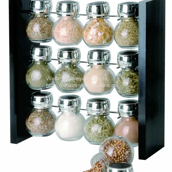 12 Jars MDF Spice Rack Organization Kitchen Ware Spice Rack Set photo-2