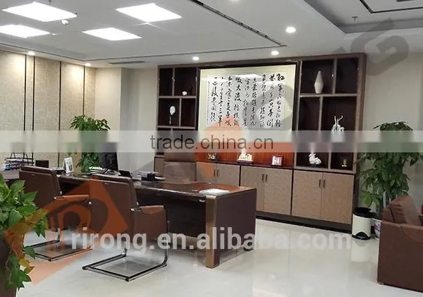 Antique Customized Colorful Wooden Commercial Front Executive Office Desk With Genuine Leather Cover Design photo-3