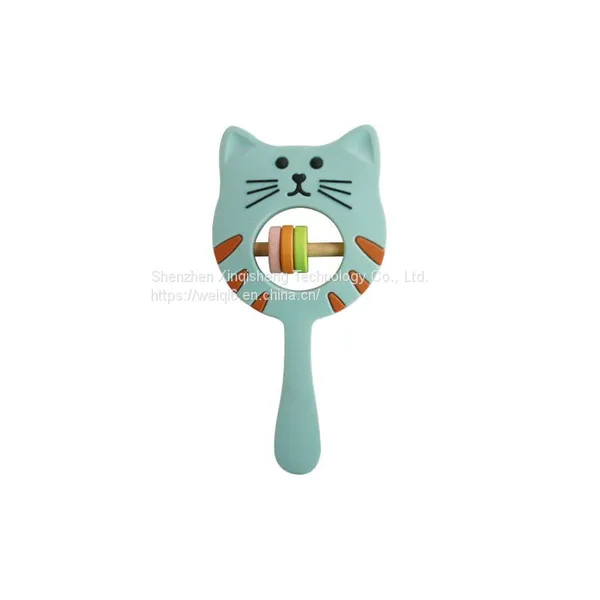 Food Grade Silicone Cat Rattle Hanging Toy Hanging Spiral Rattle Cart Pendant Baby Teething Toys photo-5
