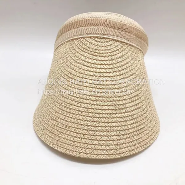 Fisherman Sun Visor Hat Uv Protection Empty Top Straw Hat Women's Beach Sun Visor