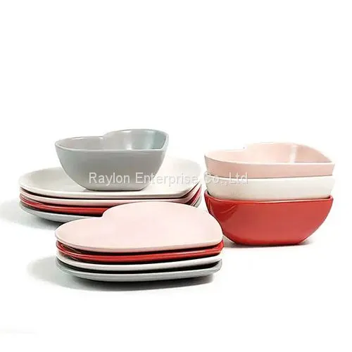 Wholesale Heart Shaped Dinner Set Plates With Bowl photo-3
