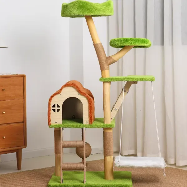 New Design Eco-Friendly Cat Tree With Built-In Scratching Pads and Dangling Toys