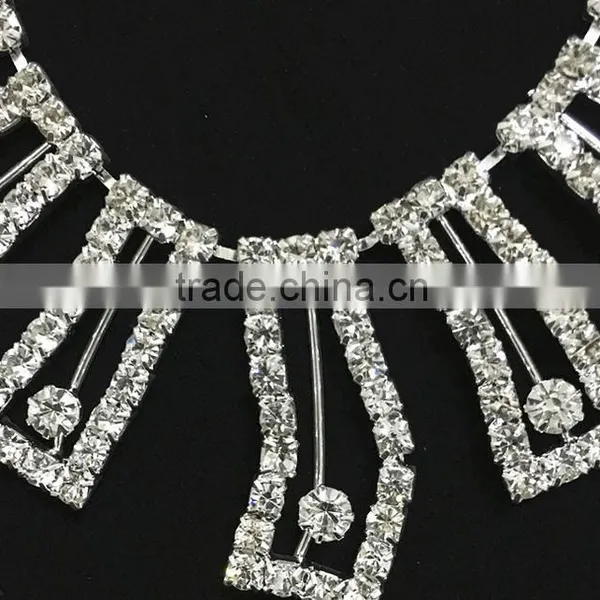 2016 Luxury Wholese Silver Chain Designs Crystal Necklace Earring Set For Ladies photo-2