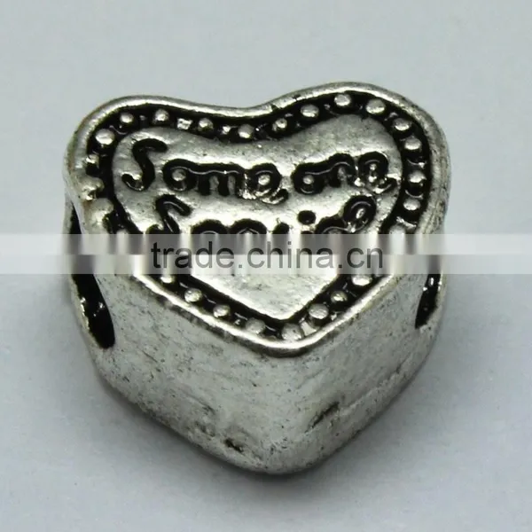 Some One Special Text Heart Shape Zinc Alloy Beads With Round Hole photo-3