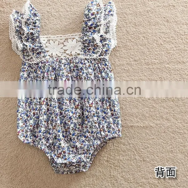 INS Infant Floral Baby Rompers Cap Sleeve Lace Flower Toddlers Romper Suit photo-3