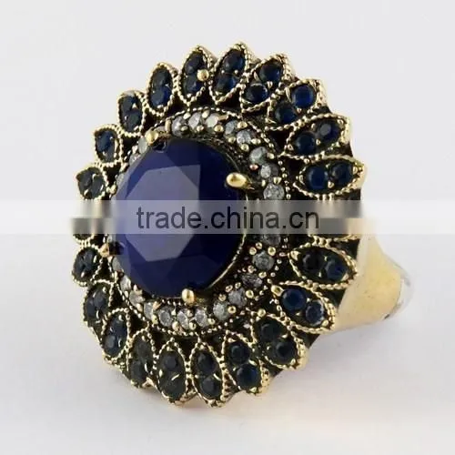 925 Sterling Silver Blue Onyx Ring With Brass, Silver Jewelry Wholesaler, Gemstone Silver Jewelry photo-3