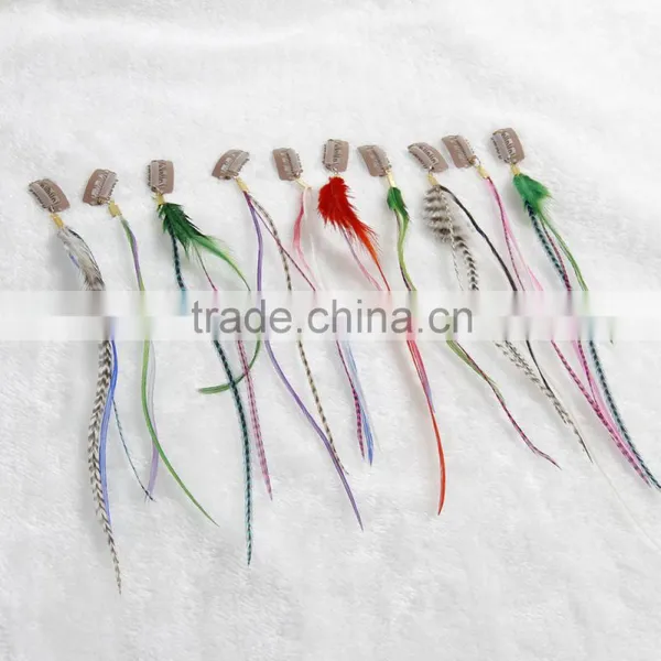 2016 Hot Sale Cheap Grizzly Natural Real Rooster Clip In Feather Hair Extensions photo-2