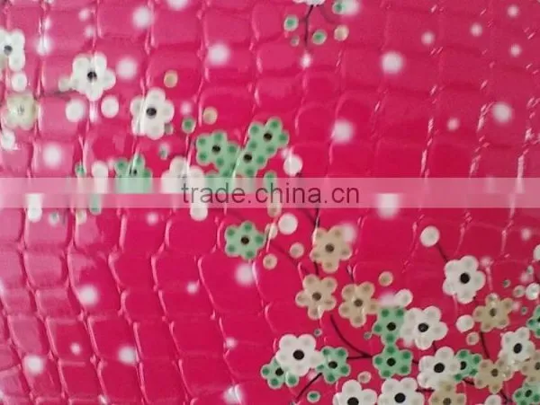 Wholesale Low Price High Quality Pu/pvc Sythetic Leather Printed Emboss Flower Pattern Reflect Leather photo-3
