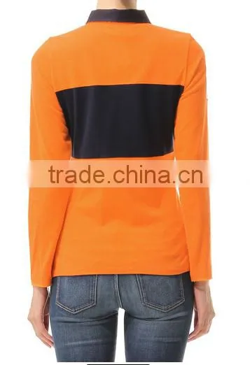 High Quality Logo Embroidered Long Sleeve Women Polo Shirt photo-4