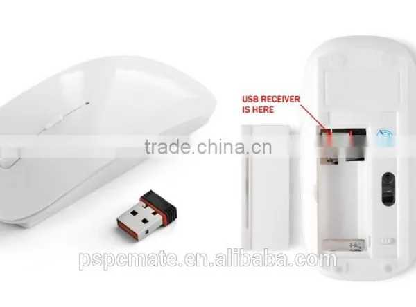 Flat Wireless Mouse 2.4 GHZ Wireless Mouse Flat Wireless Optical Mouse( White Glossy) photo-6