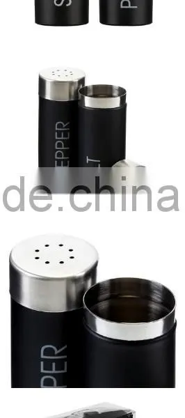 High Quality Black Stainless Steel Salt and Pepper Mill Set With Manual Button photo-5