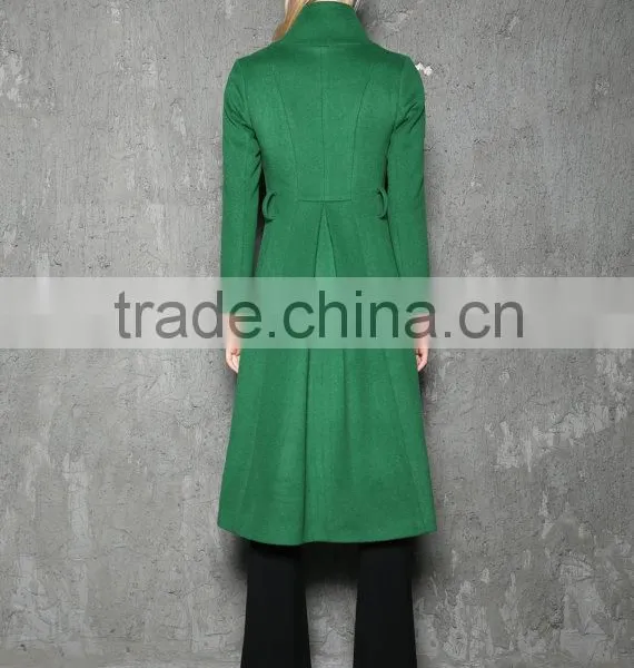 Green Long Coat Winter Coat Wool Jacket Army Coat photo-5