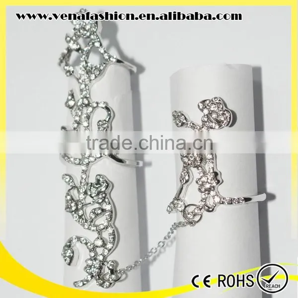 Novelty Antique Silver Rose Flower Shaped Double Ring photo-3