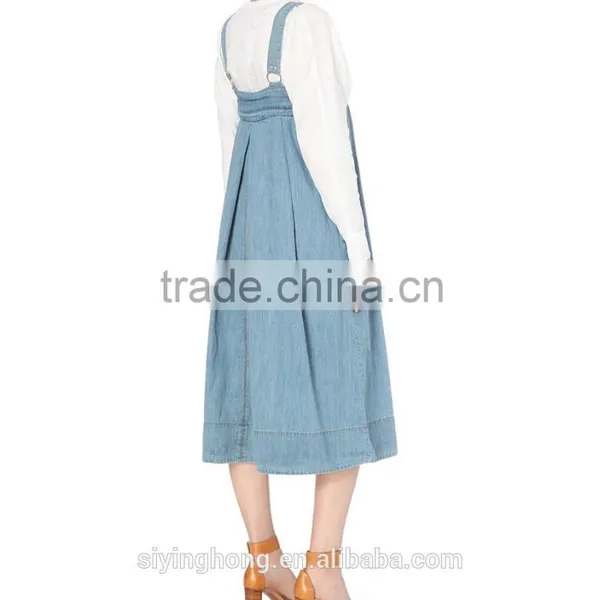 Square Neck Sleeveless Box Pleat Detailing Silver-toned Hardware Contrast Stitching Flared Hemline Women Denim Dress photo-4