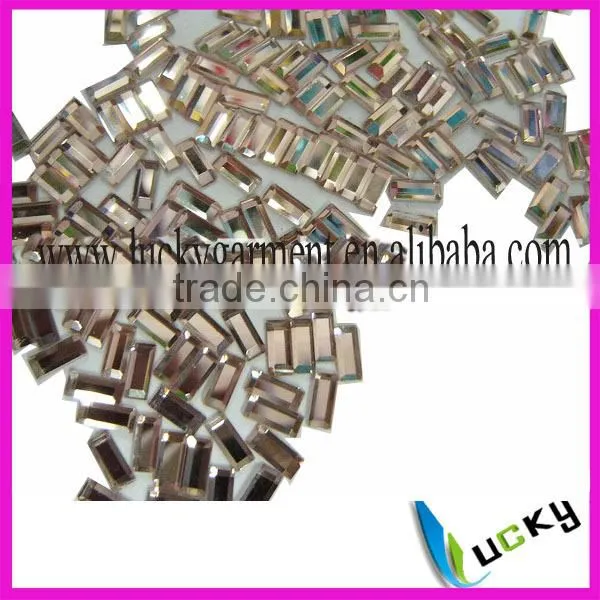 Mirror Glass Flat Back Crystal Rectangle Shape 3X7mm Light Peach