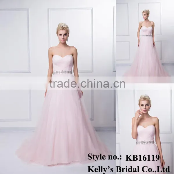 Hotsale A-line Sweetheart Neckline Design Used Organza Fabric With a Beautiful Sash Bridal/bridalmaid Dress