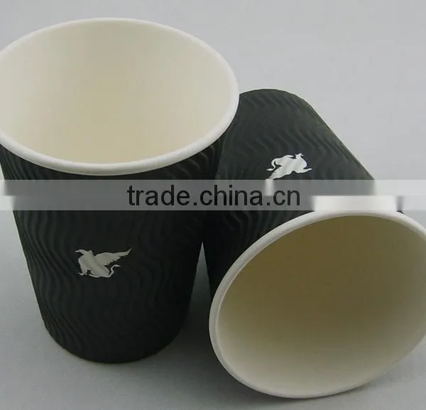 6oz 8oz 12oz Disposable Coffee Cups Ripple Wall Coffee Cup With Matching Lid