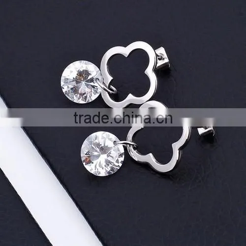 Fashion Big Crystal Stainless Steel Crystal Earring BE10161 photo-2