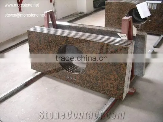 LOW PRICE!Wholesale Baltic Brown Bathroom Vanity Top With Single/Double Under Mount Sink In Stock photo-3